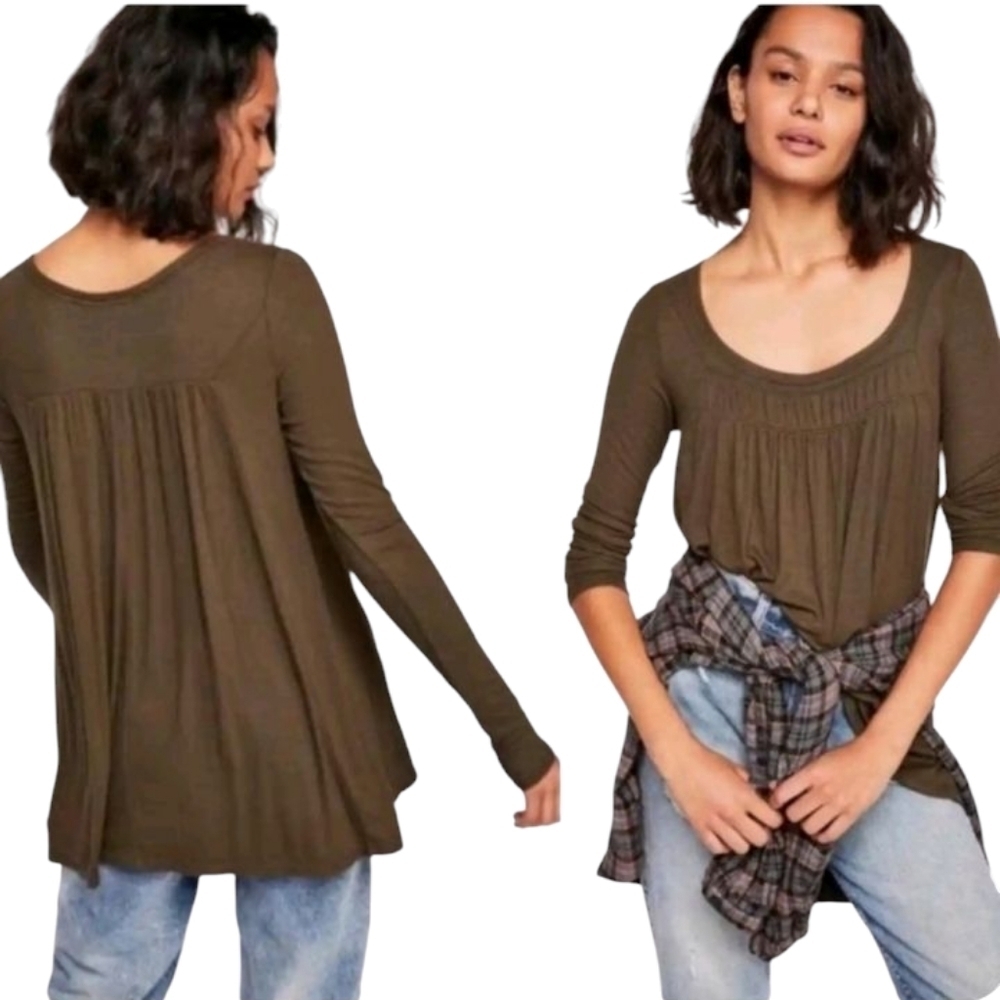 We The Free Love Valley Olive Green Long Sleeve Knit Top Size Medium